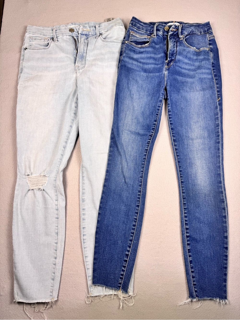 Good American Light Wash & Medium Blue Skinny Jeans Duo